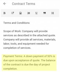 jobflex invoice with down payment required