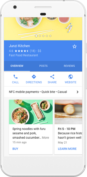 restaurant deals in google post