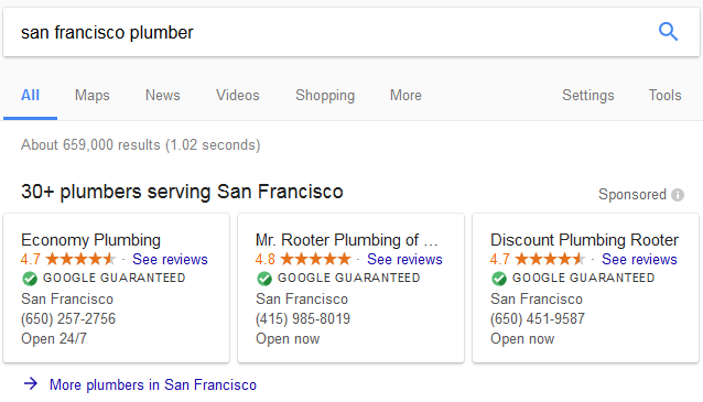 san francisco plumber search google home services