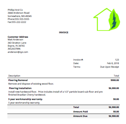 invoice example