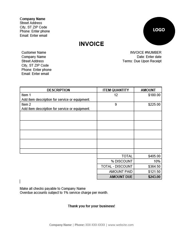 *Free* Invoice Templates & Sample Invoice Downloads JobFLEX