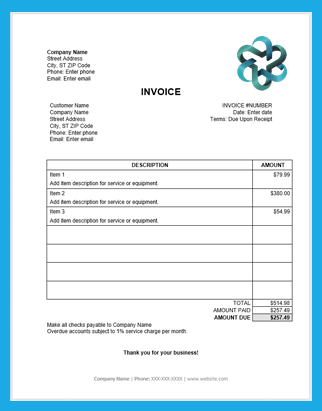 microsoft excel invoice template free download